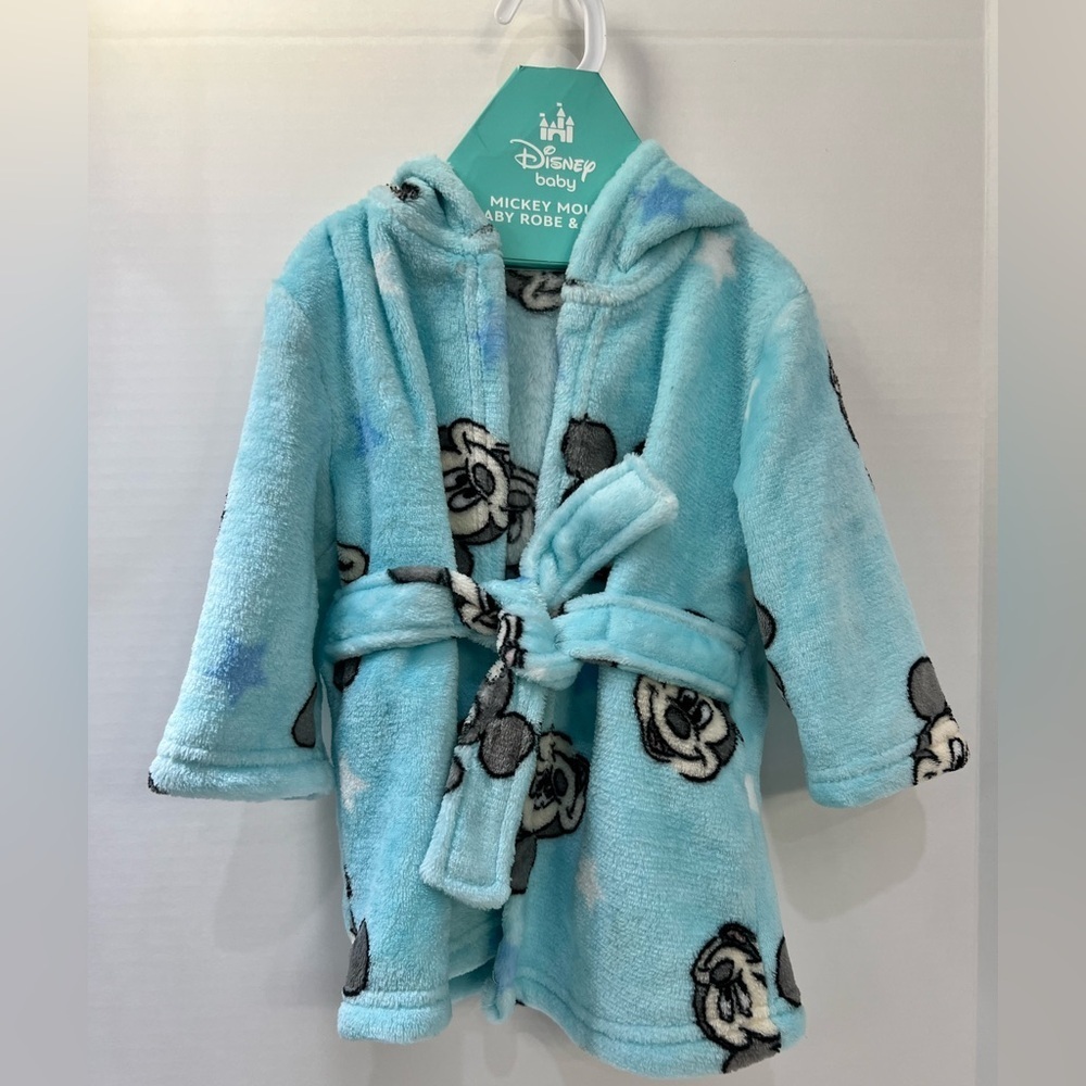 Disney Mickey Mouse Aqua Blue Kids Bathrobe